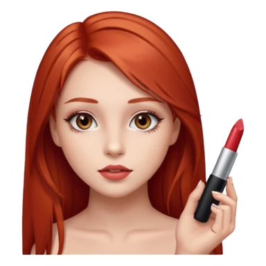 una chica con pose divertida de 18 años con los labios con pintalabios nude y los ojos maquillados, de piel blanca con el pelo liso, largo y pelirrojo, ojos marrones sticker