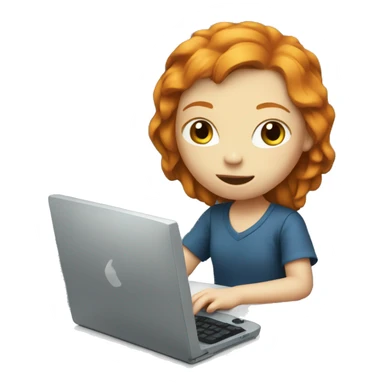 ginger Girl using a computer to program sticker