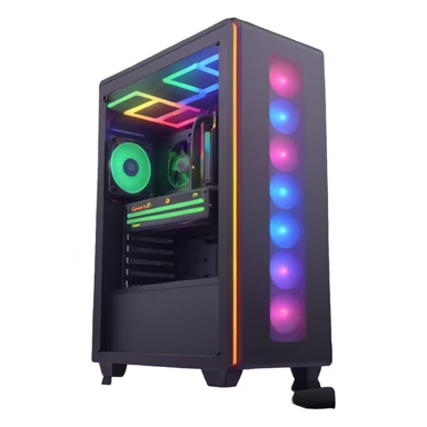 PC tower with bright glowing RGB lights sticker
