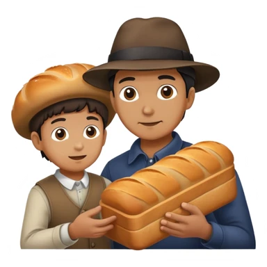 Man stealing bread from child sticker