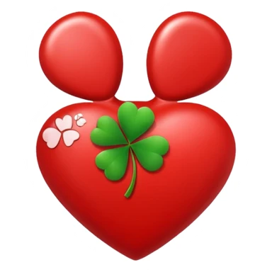 heart with a paw print and a clover sticker