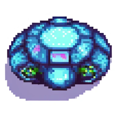 alien starship pixel art sticker