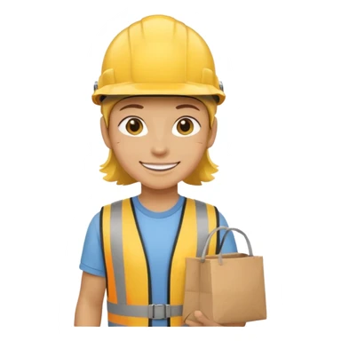 Courier + yellow helmet + delivery bag sticker