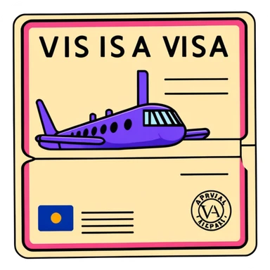 Colorful travel visa with approval stamp sticker