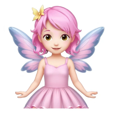 A tiny pastel fairy with pink hair with glowing wings and a sweet smile  sticker