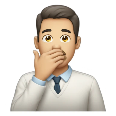 man covering mouth with hand sticker