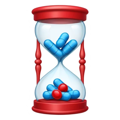 Sandglass with blue pills and red pills sticker