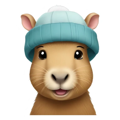 Baby Capybara with a winter hat sticker