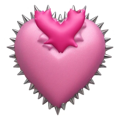 pink glittery heart of human with chrome spikes and roses sticker