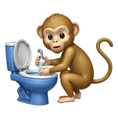 Monkey flushing toilet with beard  sticker