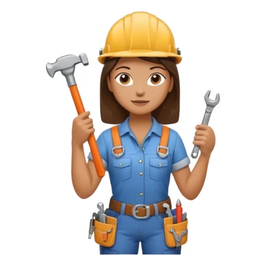 a handywoman holding a wrench in this right hand and a hammer in his left hand sticker