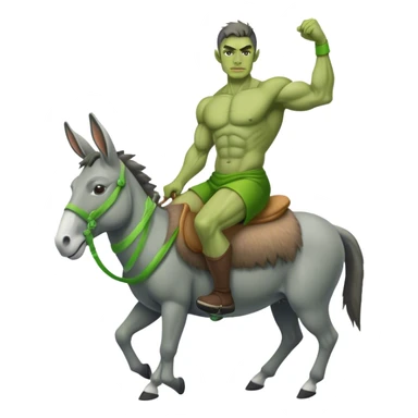 hulk riding on grey color donkey sticker