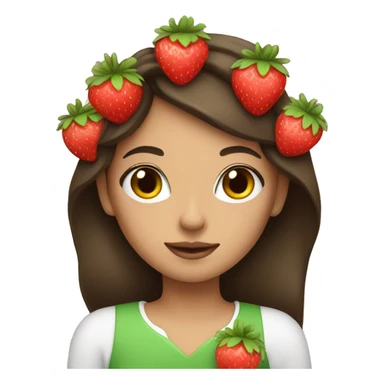 brunette girl with a strawberry crown sticker