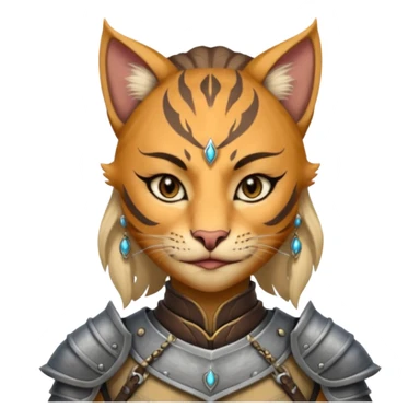 ESO female khajiit warrior with lashes and earrings sticker