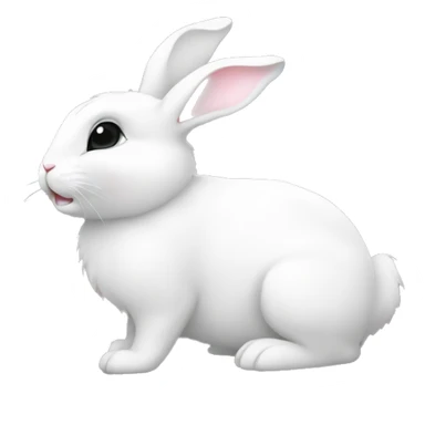cute white bunny holding light pink peonies sticker