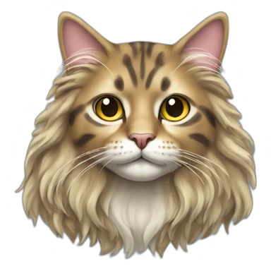 Mottled coloured cat long hair 3 legs full body sticker