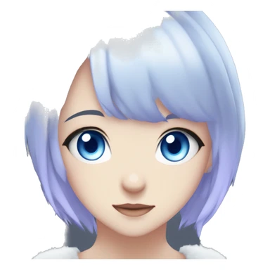 Heterochromia anime girl blue eye and white eye. short blue hair and light purple strands, she is an anime girl who is also a snow leapoard girl being  playful sticker