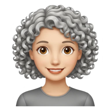 silver, short, wavy-haired with curls, smiling pretty lady, hopeful sticker