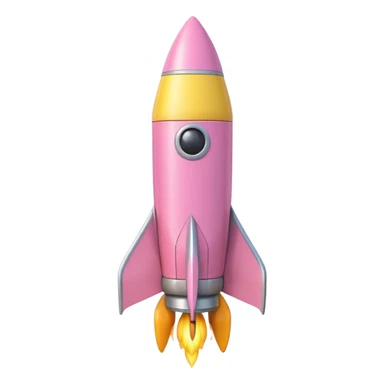A single rocket, colored in pastel pink and yellow, glossy and smooth, cartoonish, vibrant colors, high detail, simple and cute design, isolated on white background, centered composition

 sticker