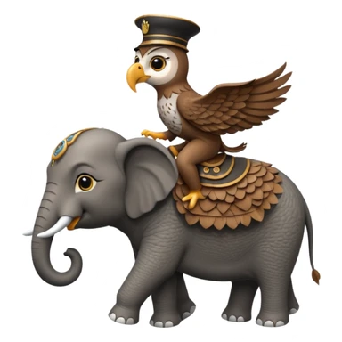 An owl riding an elephant sticker