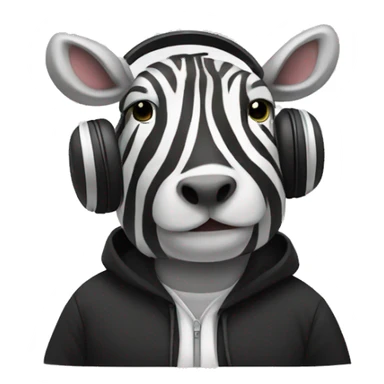 zebra wearing white headphones and black hoodie sticker