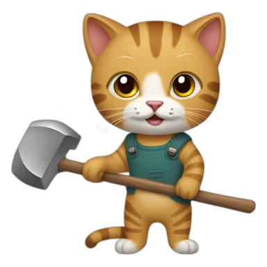 siames cat with a hammer sticker