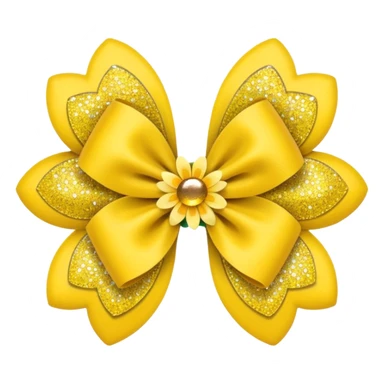 yellow flower bow with glitter sticker
