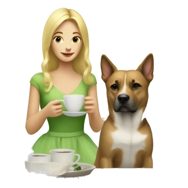 Blonde princess drinking coffee with dog and plants sticker