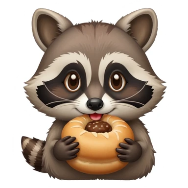 Happy raccoon eats a bun sticker