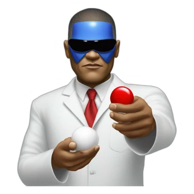 Morpheus, Lawrence fishburne from the matrix, holding red and blue pill sticker