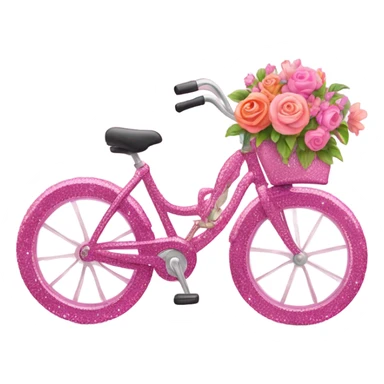 Pink glitter bike with flowers  sticker