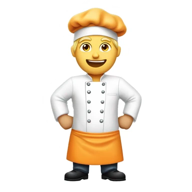 male blond chef that is using a light orange apron. Dont show arms. with a chef hat. sticker