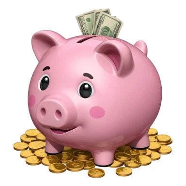 Isometric piggy bank with cash sticker