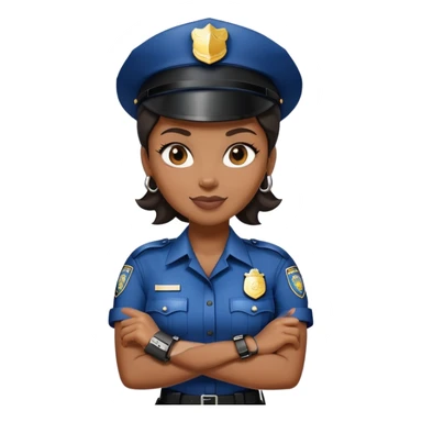 Black policewoman holding handcuffs and has a smirk on her face  sticker