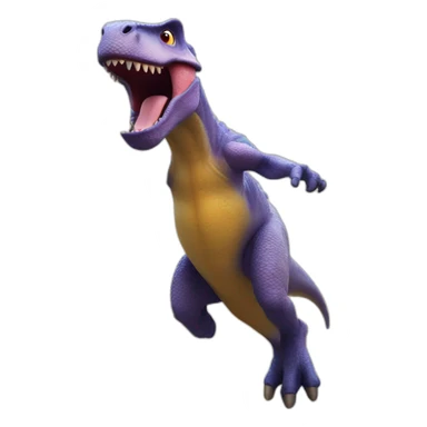 Cute dino jumping realistic in barcelona sticker