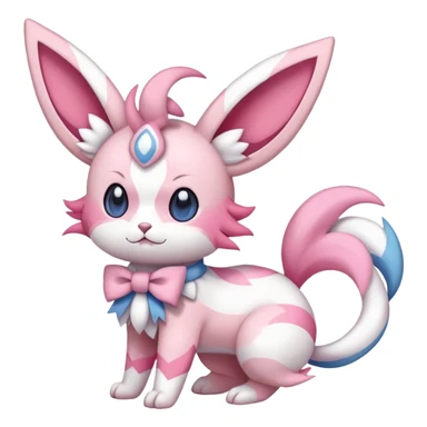 Sylveon-Skitty-Fakémon-hybrid-creature (full body)  sticker