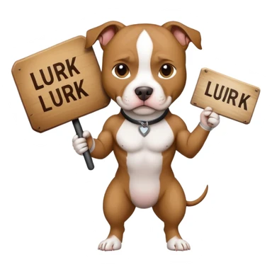 Pit bull holding a sign saying "Lurk" sticker