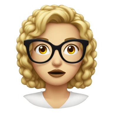 angry woman emoji with black butterfly frame eyeglasses sticker