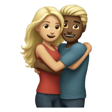 Blond man and hispanic woman hug each other sticker