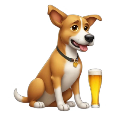 Dog with a beer sticker