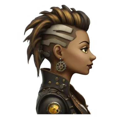 Photorealistic steampunk profile mohawk girl sticker