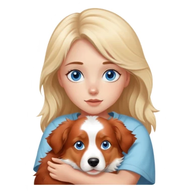 Red Merle Australian Shepherd cuddling blue eyed blonde girl sticker