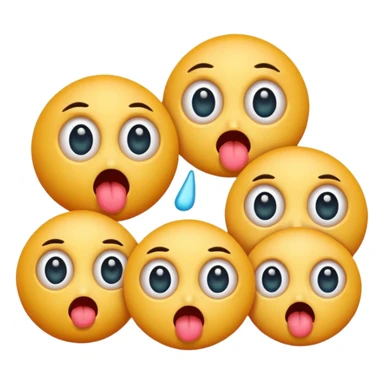 A group of germs all with their tongues out abd big eyes blushing sticker