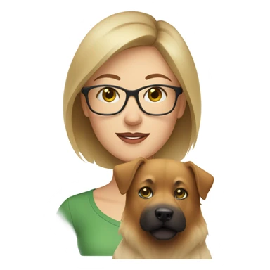 Brown light hair woman aux Green eyes with glasses Green eyes and White beige eurasier dog  sticker