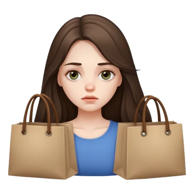 beautiful pale brunette girl with long hair looking tired with bags under eyes sticker