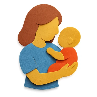 paper craft style mother with child sticker