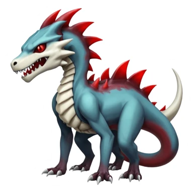 Shiny White Evil Glowing Eldritch Marowak-Salandit-Boneknapper-Duskull-Darkdramon-fusion with bloody red markings and a red mane  sticker