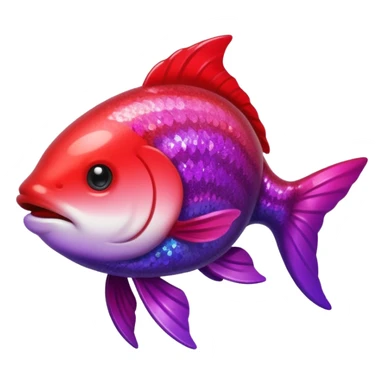 color gradient between red and purple glitter cute happy carp sticker