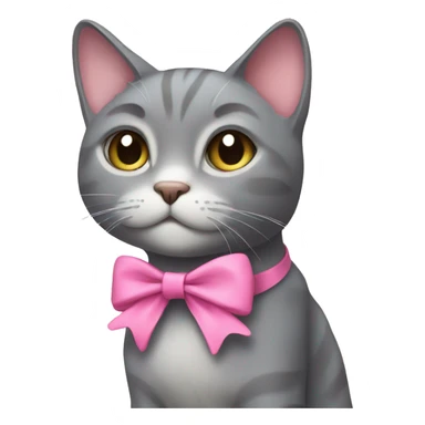 Grey cat with pink bow sticker