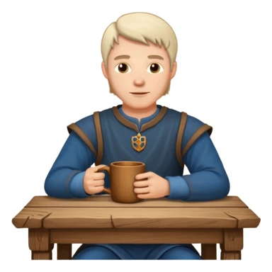 medieval white man sitting next to a table sticker